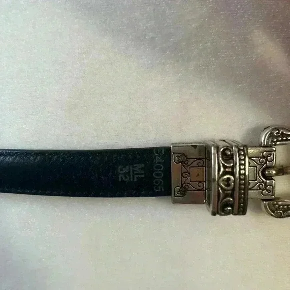 BRIGHTON|2in1 Black Leather Brown Crocodile Embossed Silver Buckle|ML Equestrian - Picture 7 of 13